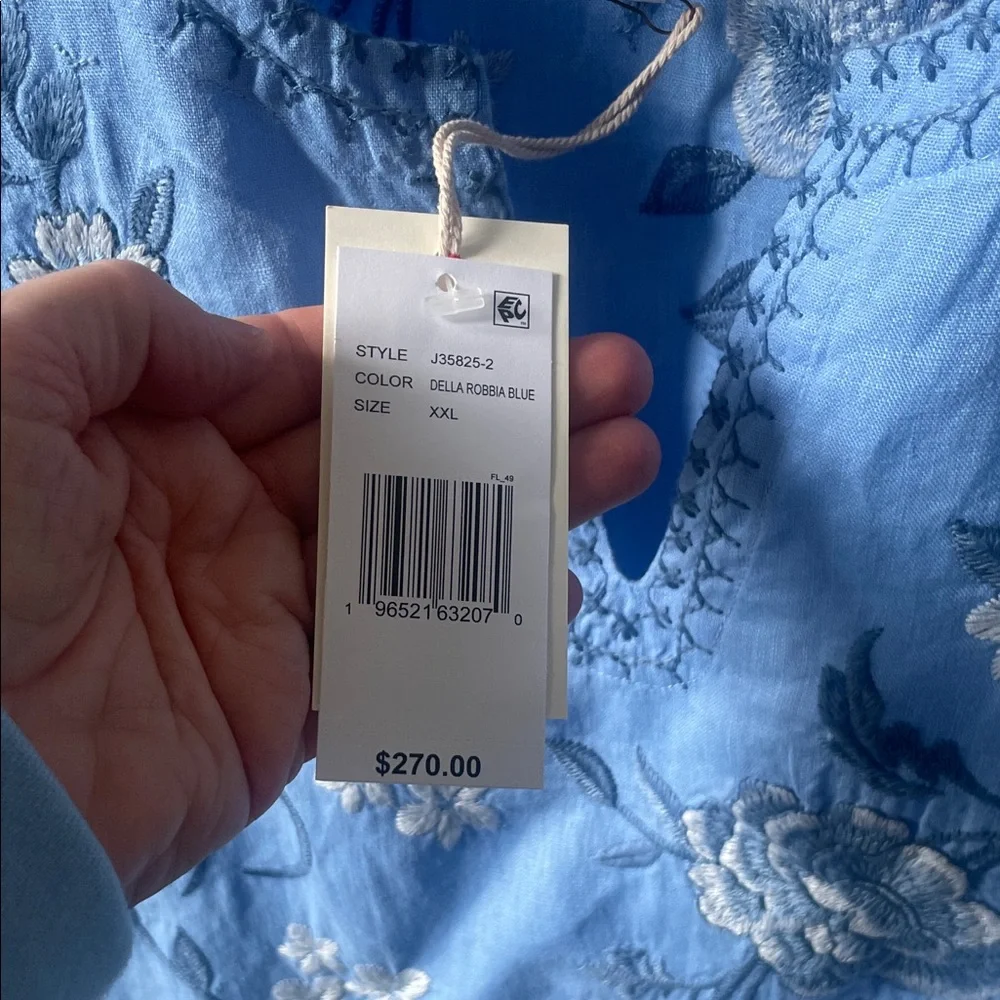 Johnny Was Embroidered Light Blue Floral Tunic - Picture 4 of 12